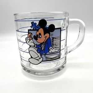 Mickey Mouse Break Time Glass Coffee Mug - Anchor Hocking USA 3.25"  Walt Disney